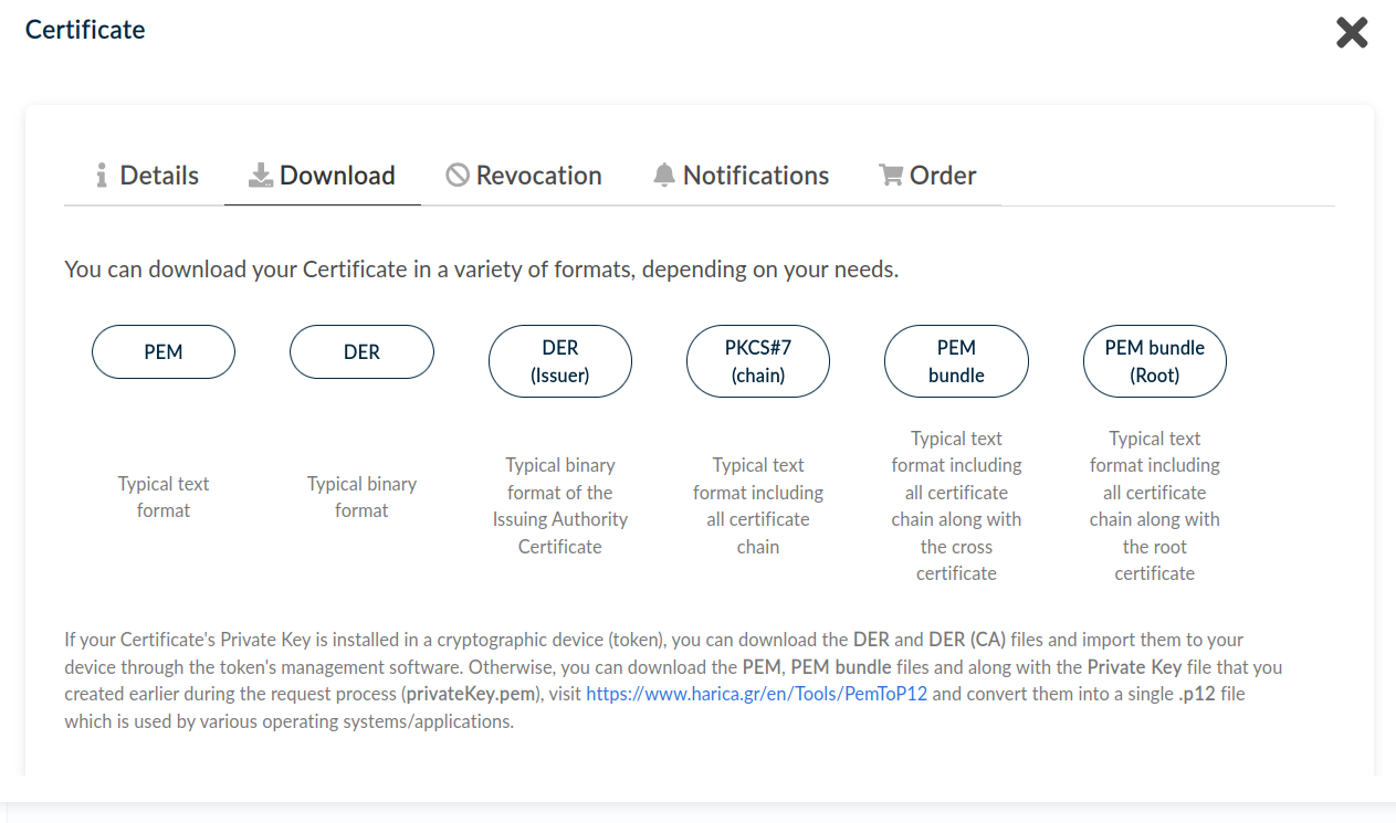 Download Certificati